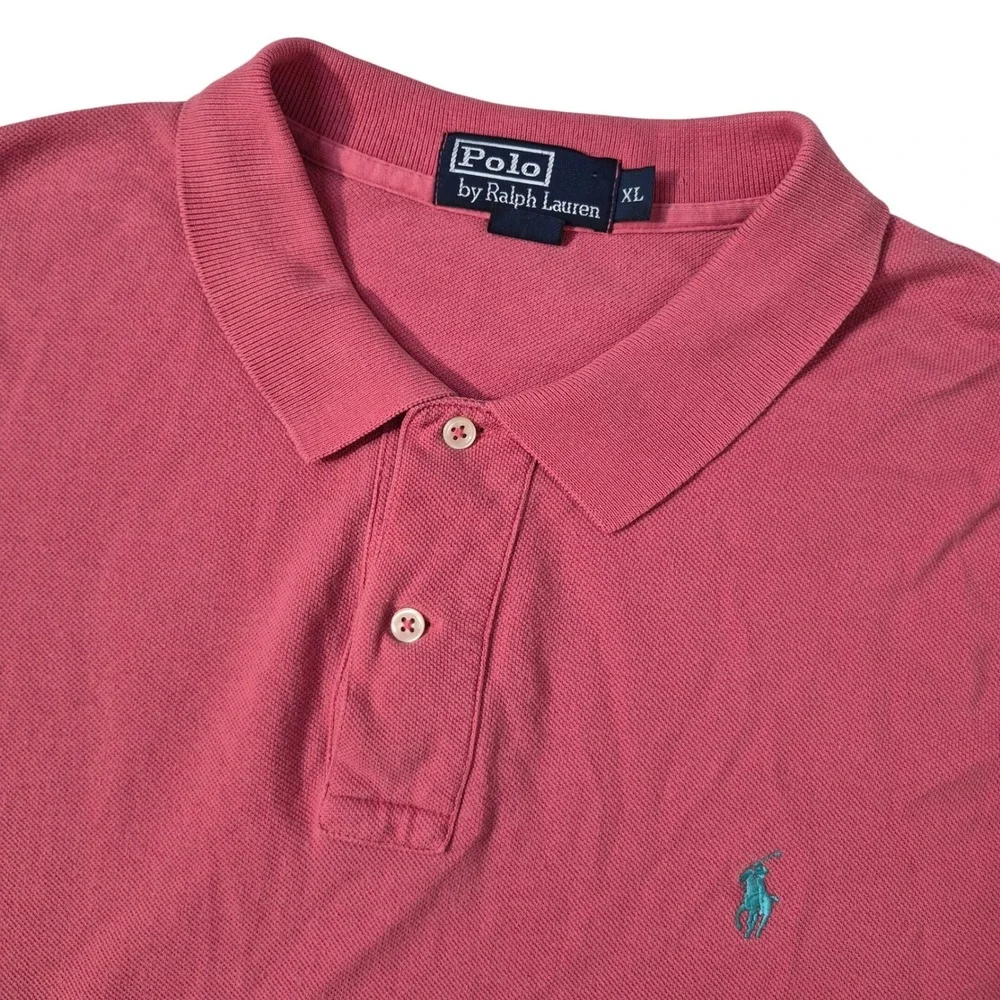 Polo Ralph Lauren Polo Shirt‎ Mens XL Pink Short Sleeve Pique Cotton Pony Logo